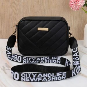 Lightweight Quilted Black Crossbody Sling Bag with Bold Strap – Street Style Essential