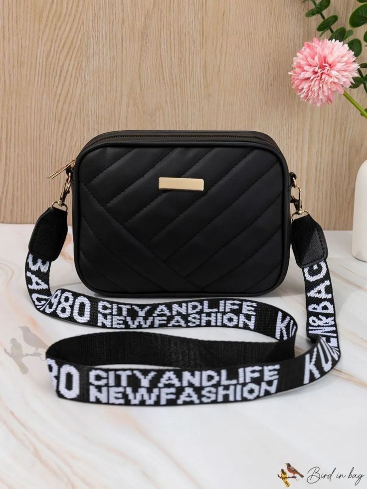 Lightweight Quilted Black Crossbody Sling Bag with Bold Strap – Street Style Essential