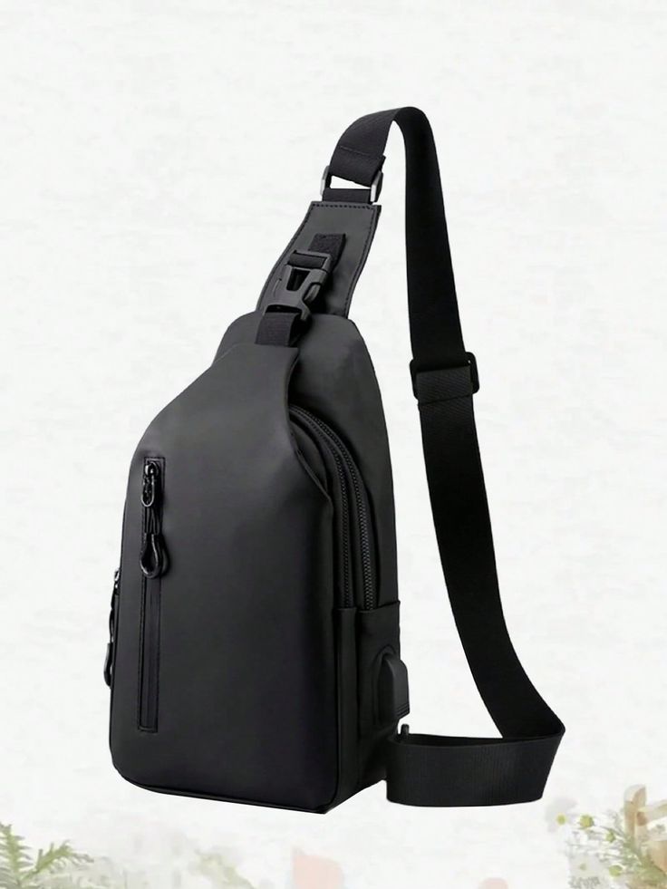 Black Techwear Chest Bag with USB Port – Minimal Everyday Urban Utility Edition