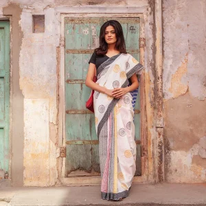 Vintage Echo Handwoven Cotton Saree