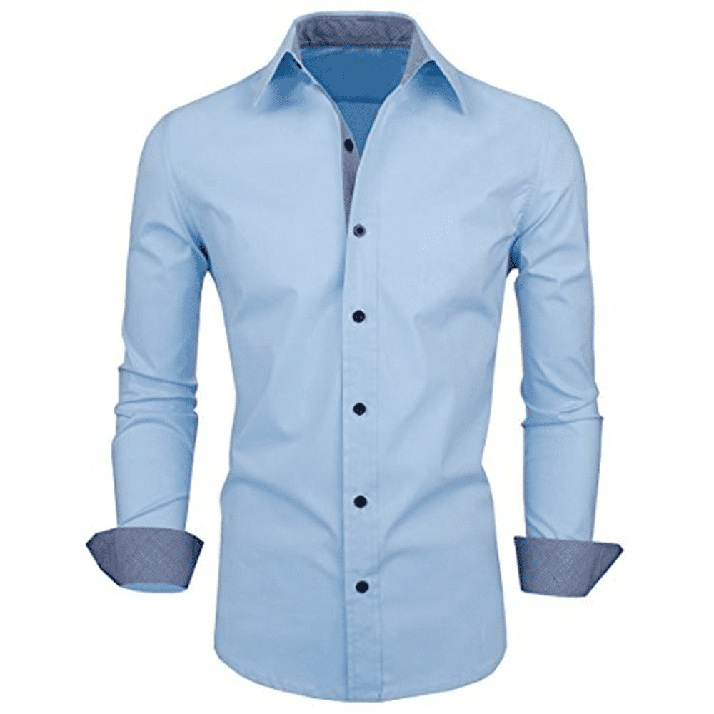 Light Blue Shirt with Contrast Trim Accents – Fresh Modern Formal Casual Edition